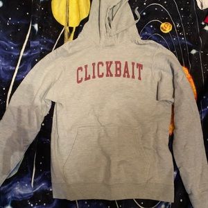 light gray “clickbait” hoodie size small
